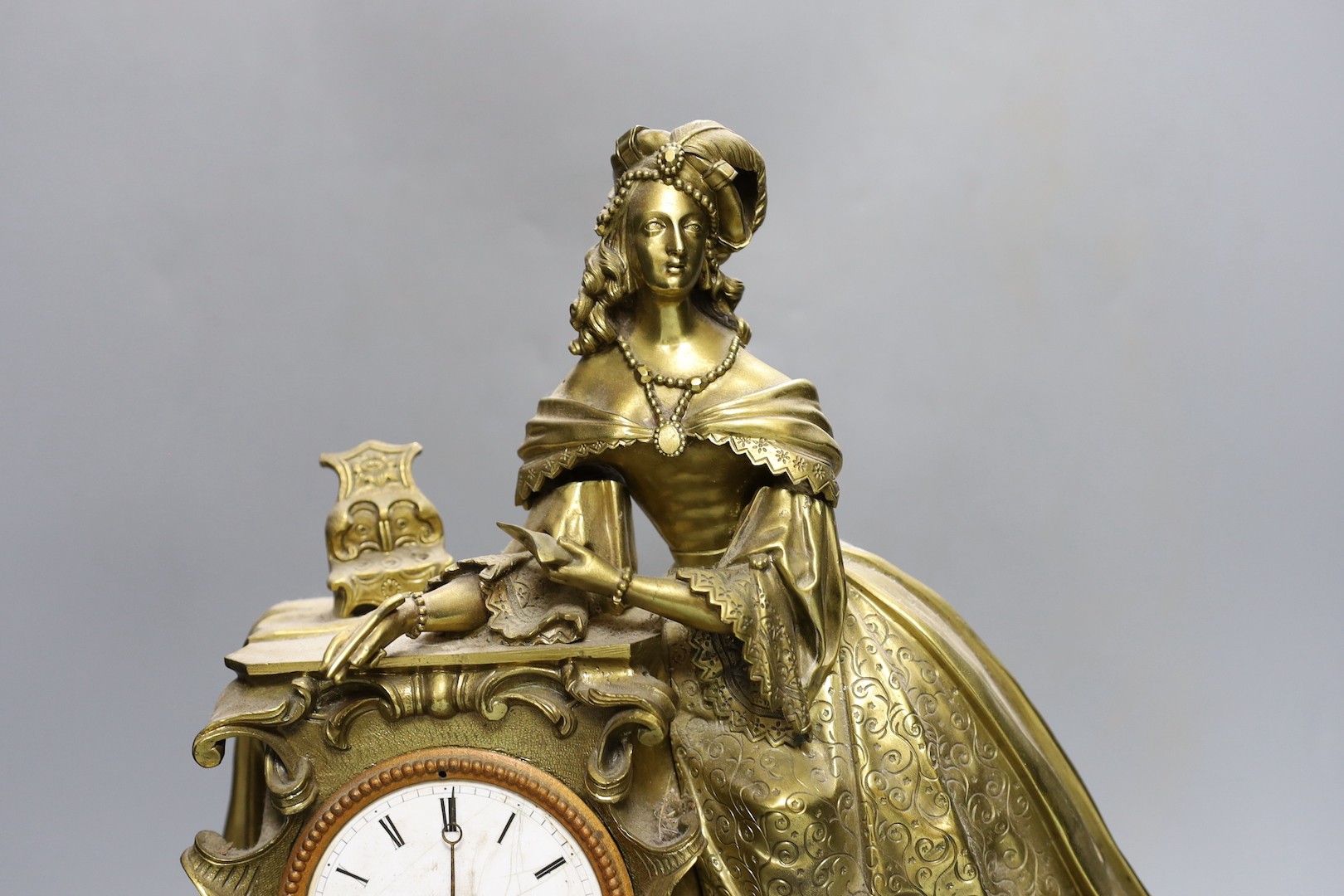 A Louis XV style gilt bronze 8 day mantel clock (dismantled)